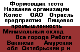 Формовщик теста › Название организации ­ Колос-3, ОАО › Отрасль предприятия ­ Пищевая промышленность › Минимальный оклад ­ 21 000 - Все города Работа » Вакансии   . Амурская обл.,Октябрьский р-н